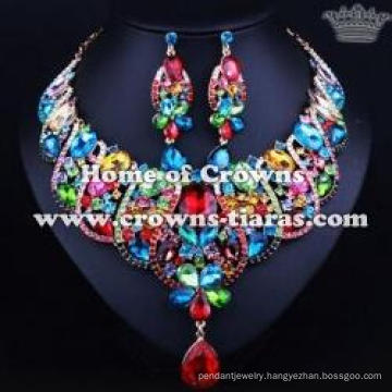 Fashion Crystal Necklace Set With Blue Diamondswestern necklace set